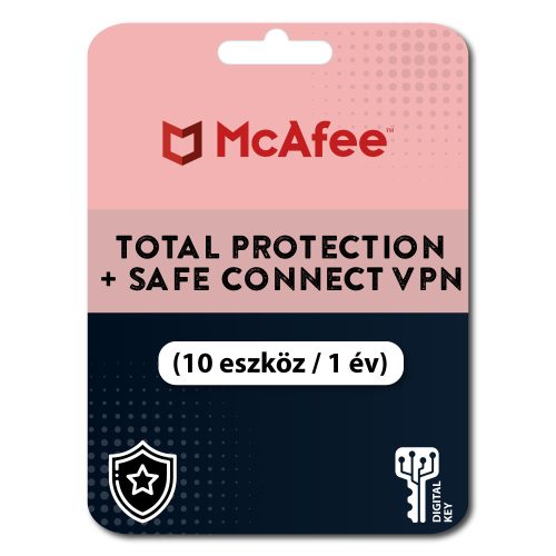 McAfee Total Protection + Safe Connect VPN (10 eszköz / 1 év)