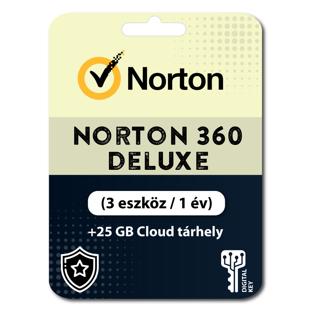 Norton 360 Deluxe (EU) + 25 GB Cloud tárhely (3 eszköz / 1 év)
